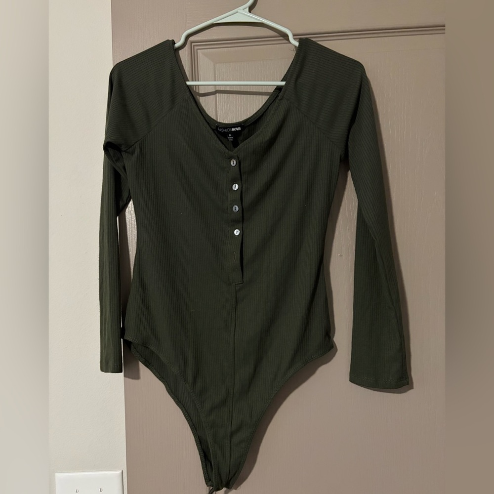 Green Long-Sleeve One-Piece Bodysuit